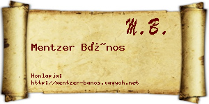 Mentzer Bános névjegykártya